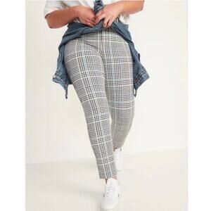 Old Navy Pixie Pants Plus Sz 28 High Rise Stretch Cropped Plaid Black and White